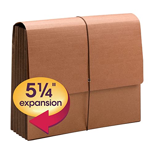 Smead TUFF Wallet, 5-1/4\" Expansion, Flap and Cord Closure, Extra Wide Letter Size, Redrope, 10 per Box (71164) - Thumbnail 2