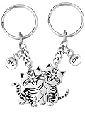 PESOENTH Friendship Best Friend Keychains for 2,Funny Bestie Birthday Gifts for Women Friends,Cute Cat BFF Keychain Long Distance Friendship Gifts