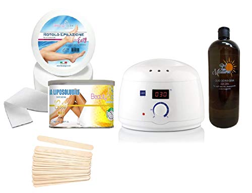 Mega kit depilazione ceretta scaldacera digitale +...