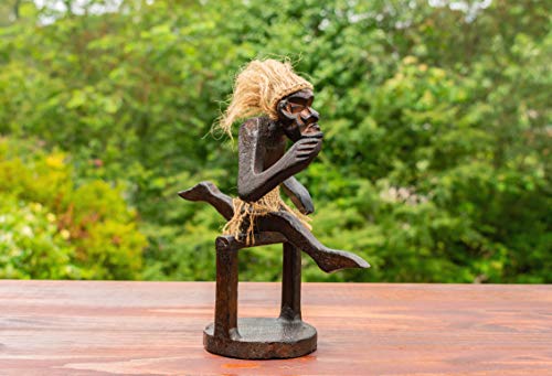 Estatua tribal rústica de madera tallada a mano, 7 pulg miniatura 4