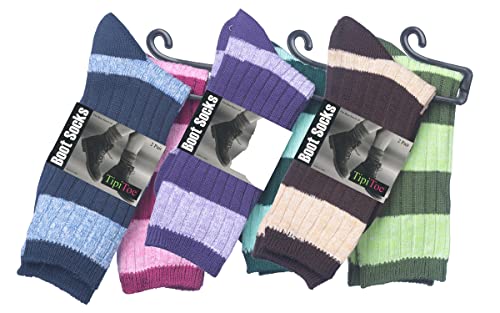 Image of Tipi Toe Women's 6 Pairs Winter Boot Socks - Soft Cotton Blend Warm Crew Socks Size 9-11