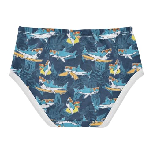 Little Girls' Soft Cotton Underwear Kids Breathable Comfort Cartoon Surfer Sharks Panties Briefs Toddler2