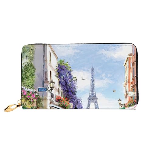 Portefeuille Tour Eiffel en cuir avec fermeture Éclair et multiples rangements pour cartes