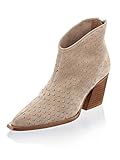 Hinten mit Reißverschluss Alba Moda Boot im Cowboy-Style Beige