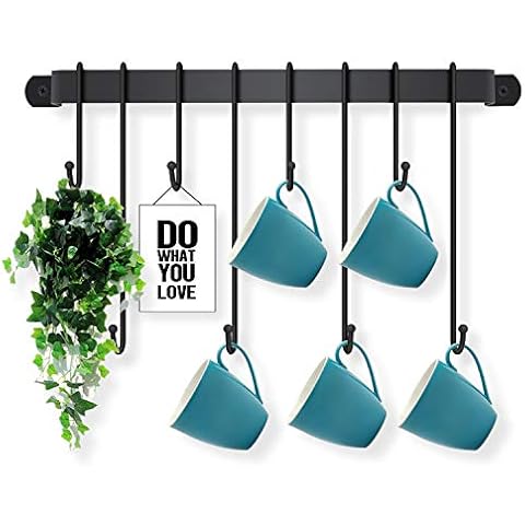 SHUNTU Coffee Cup Holder Wall Mounted - Coffee Cup Rack Mug Hooks in Kitchen Counter or Coffee Bar Station for Mug Display, Storage or Collections, Kitchen Utensils Hanger - Easy to Install Cover