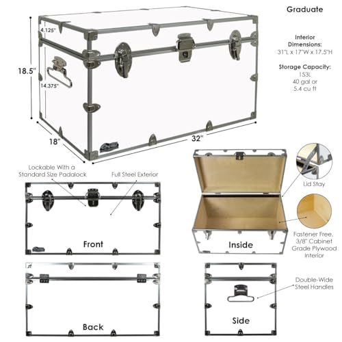 image for C&N Footlockers - XL Graduate Storage Trunk - Made in the USA - STEEL 