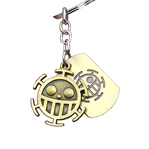 Kogngu Hot Japan Anime One Piece Trafalgar Law Portgas D Ace Stud Keychain Cosplay (Token Keychain & Bronze) #TOP4