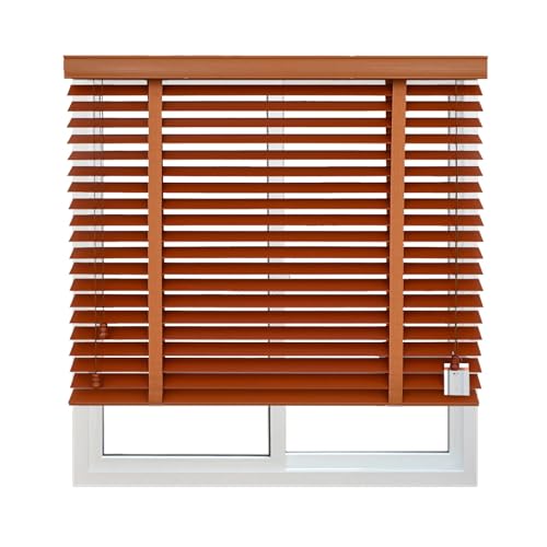 Persiana de Madera Maciza, Estores Veneciana privacidad Muchos tamaños 30 50 65 74 86 95 100 112 126 138 145 156 160 cm Cortinas Venecianas 50 mm Fáciles de Instalar(Marrón)