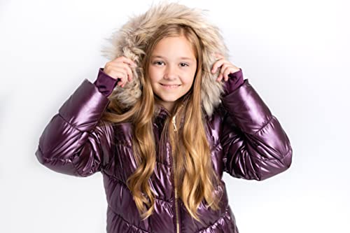 Image of Juicy Couture Girls Coat, Faux Fur Hooded Winter Jacket, Warm Padded Parka Hoodie, Kids Heavyweight Winter Coat