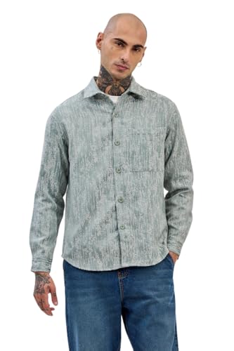 Image of SNITCH Men Casual Shirt | Slim Fit Full Sleeve Mandarin Collar Stripes Design | Premium Viscose Blend & Breathable Fabric for Everyday & Semi-Formal Wear