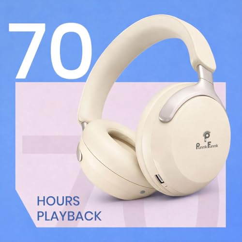 Image of PunnkFunnk Bass Over-Ear Bluetooth Wireless Headphones with Deep Bass, 40mm Drivers, Built-in Mic, Foldable Design, Soft Cushioned Ear Cups, AUX & TF Support for Music, Gaming & Calls (White)