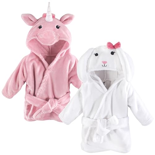 Hudson Baby unisex-baby 2pc Plush Animal Face Bathrobe