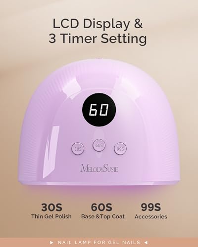 Image of MelodySusie Compact Advanced UV LED Nail Lamp, P-Plus30F Nail Dryer with 3 Timers & Smart Sensor Cures All Gels, Especially Rhinestone Glue, Solid & Liner Gel Polishes for Advanced DIY at Home-Purple