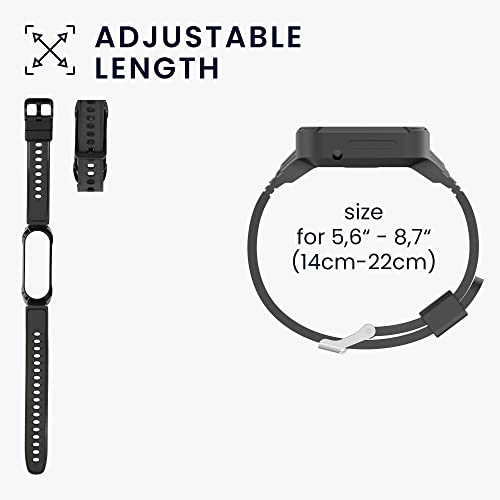 kwmobile Sportarmband kompatibel mit Xiaomi Mi Band 6 / Band 5 / Band 4 - Armband TPU Silikon f&uuml;r Fitnesstracker - mit Schutz Bumper Schwarz