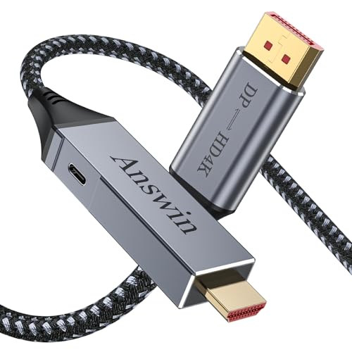 Answin HDMI to DisplayPort Bidirectional DisplayPort to HDMI Cable 4K 6Ft