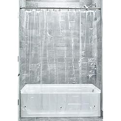 Cortina De Baño Con Bolsillos iDesign 3.0 Liner Forro para cortina de ducha, cortinas de baño antimoho de 183,0 cm x 183,0 cm fabricadas con PEVA y con 12 ojales, transparente