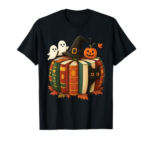 Sombrero de Bruja de Lectura de Calabaza para Profesor de Halloween Camiseta
