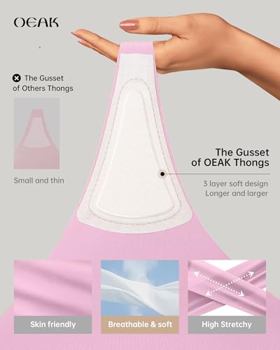 Image of OEAK Seamless Thongs for Women Invisible Thongs No Show Thong Panty Liners Tangas Comfortable Workout G-Strings Underwear Cherry Blossom XS