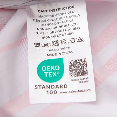 Image of Duvet Cover Full Size White Pink Heart Striped Reversible Comforter Cover 3 Piece Kids Girls Cute Soft Microfiber Bedding Set with Zipper Closure and 2 Pillow Shams