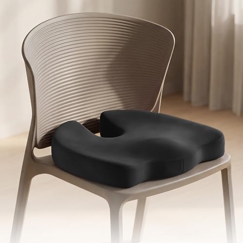 Image of Frido XL Coccyx Seat Cushion for Tailbone Pain Relief | Orthopaedic Memory Foam Chair Cushion for Office Chair, Car Seat & Work from Home | Anti Slip Base | Large Ergonomic Sitting Pillow - Black