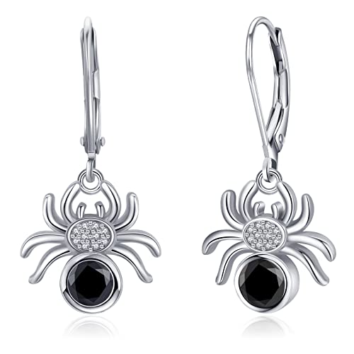 Spinne Ohrringe für Damen Mädchen, 925 Sterling Silber Halloween Ohrringe Spinne Tier Ohrhänger Hypoallergen Halloween Horror Schmuck Geschenke für Geburtstag Halloween Weihnachten Cover