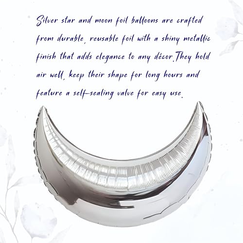 Image of Balloon Decoration Kit - 46 PCS White, Blue & Silver Balloons with Moon Foil Balloon for Birthday, Weddings, Anniversary & Events Garland Set | Birthday Decoration Items for Kids & Adults