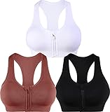 AKAMC Women's Zip Front Sports Bra Seamless Post-Surgery Bra Active Yoga Sports Bras,3X-Large