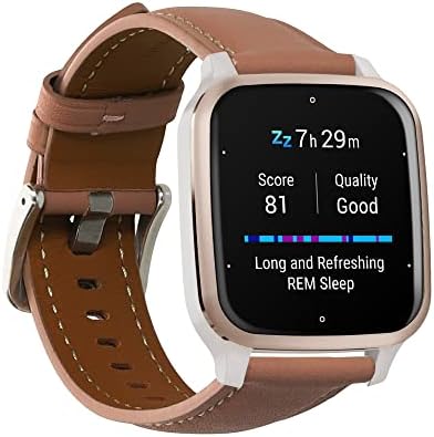 kwmobile Real Leather Watch Strap Compatible with Garmin Venu Sq 2 Music/Sq 2 – Fitness Tracker Replacement Sports Wristband with Clasp