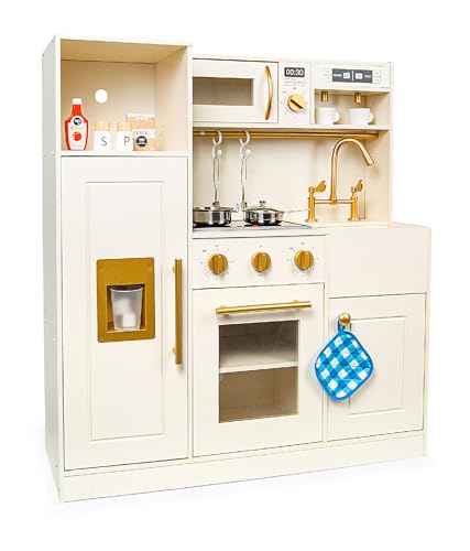 Leomark Holzküche für Kinder Roma White Kinderküche mit...