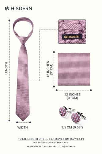 Image of HISDERN Ties for Men Paisley Tie and Pocket Square Cufflinks Set Formal Classic Floral Necktie Handkerchief Wedding Party