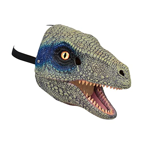 Halloween Máscara de Dinosaurio,Máscaras Mandíbula Móvil Realistas de Látex de Cabeza Completa para Halloween,Máscaras Faciales de Grito Aterrador para Adultos y Niños(Velociraptor Rojo) Cover