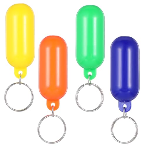 Image of 4pcs Boat Key Floating Keychains, 2.56x0.98in Cylindrical Shaped Foam Floating Key Ring, Waterproof Boat Float Ring, Water Sport Accessory for Boating Surfing Rowing Fishing Outdoor Sports (4 Colors)
