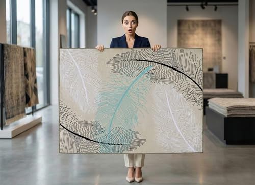 Image of BLUSH & BLOOM 4 x 6 Feet Area Rugs Washable Rug: Modern Abstract Living Room Rug Soft Anti-Skid Thin Carpet Indoor Floor Non-Shedding Carpets for Bedroom Dining Farmhouse Nursery Home Office