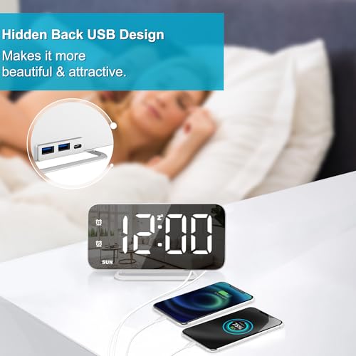 Slim Mirror LED Digital Alarm Clock