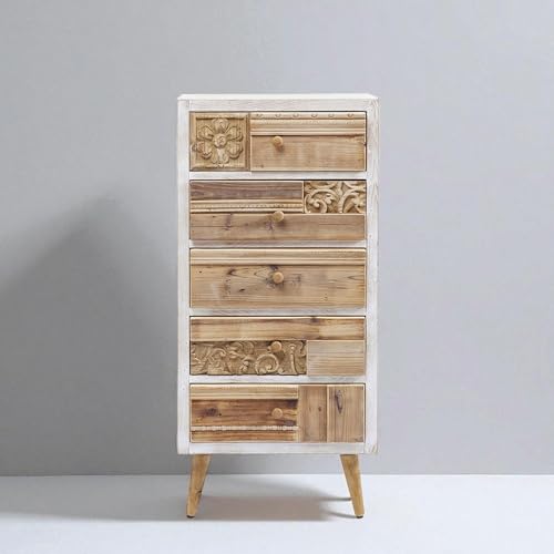 Image of The Attic Duns Drawer Chest, Kitchen and Living Room Storage, Solid Wood, Natural Matte Finish