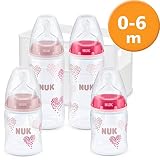 biberon avent rosa precio  NUK First Choice Plus Juego con 4 Anticólico, 2 Biberones saugern de hidratación y silicona, incluye caja para botellas, 1 pieza, 2 x 150 ml/2 x 300 ml rosa rosa/pink