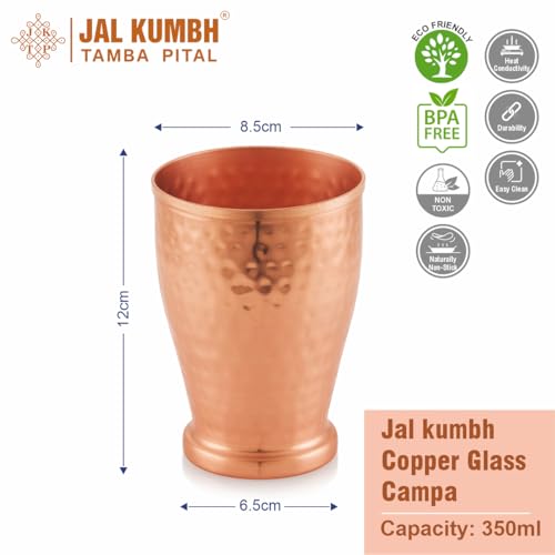 Image of Pure Copper Glasses Campa Water Glass Pure Tamba Glass for Drinking & Serving Water Tumbler-350 ML