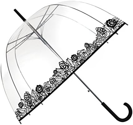 SMATI Stick Clear Bubble Umbrella - Auto Open - for Women and Kids (The Enhanced Edition Flowers lace)