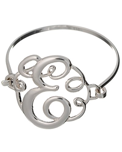 Initial "E" MONOGRAM Designer Silver-tone Filigree Wire Bracelet by Jewelry Nexus