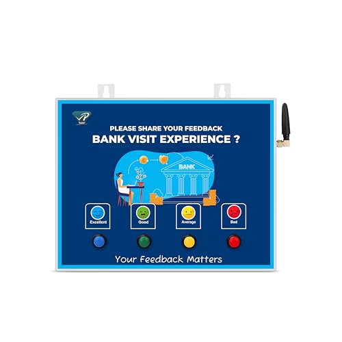 Image of Rely Cure ⇒ VP INDUSTRIES (Lite Model) Bank Visit Feedback Machine with Inbuilt WiFi Hotspot | Smiley Feedback System with Mobile App & Live Reports