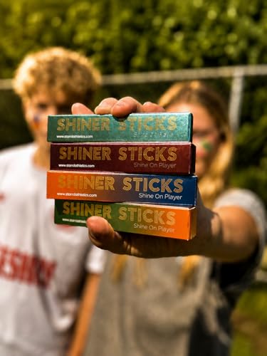 Image of SHINER STICKS Dual-Sided, 14 Colors Athlete Colored Eyeblack, SPF30 UVA&UVB Sunscreen Protection and Moisturizer, Non-Greasy, Glare Reduction, Sweat-Resistant, Easy Removal (Orange & Green)