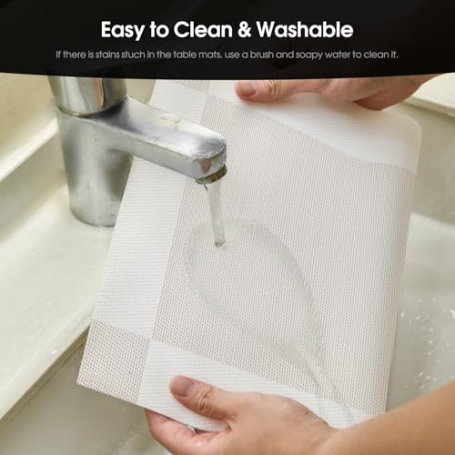 Artoid Mode Beige Crossweave Vinyl Non-Slip PVC Set of 6 Placemats - Image 3