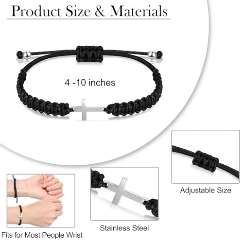 Image of Braided Rope Cross Bracelets First Communion Baptism Christian Birthday Valentines Christmas Easter Gifts