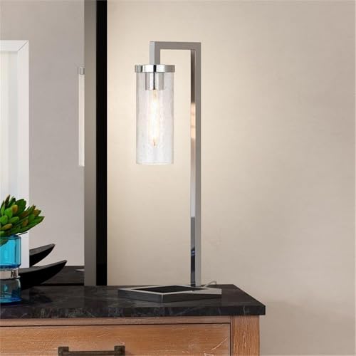 Henn&Hart TL0444 26 Inch Tall Table Lamp With Glass Shade In Polished Nickel/Seeded thumb #8