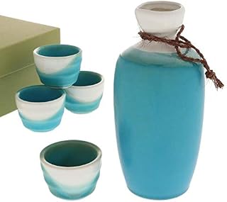 Kotobuki Japanese 1:4 Turquoise Matte/White Sake Set.#120-619