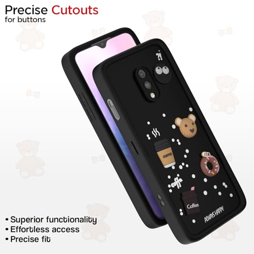 Image of Pikkme Back Cover for OnePlus 6T / Oneplus 7 | Cute Fun Cartoon 3D Bear Silicone Full Body Protection Bumper Cover (Black)