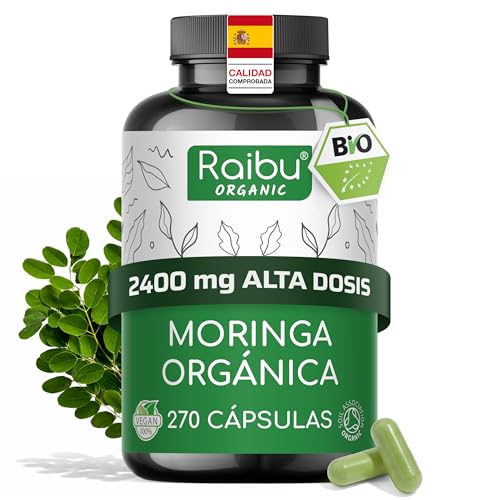 Moringa Oleifera Orgánica, 2400 mg por Dosis - 270 de Moringa Cápsulas Pura con Vitaminas, Minerales y Antioxidantes - 2+ Meses de Suministro - Certificado Ecológico, sin aditivos & sin OGM
