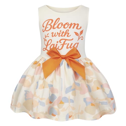 Laifug Dog Dress Puppy Print Princess Dog Dress Cute Party Wear (Beige Flowers, M) M Beige Flowers