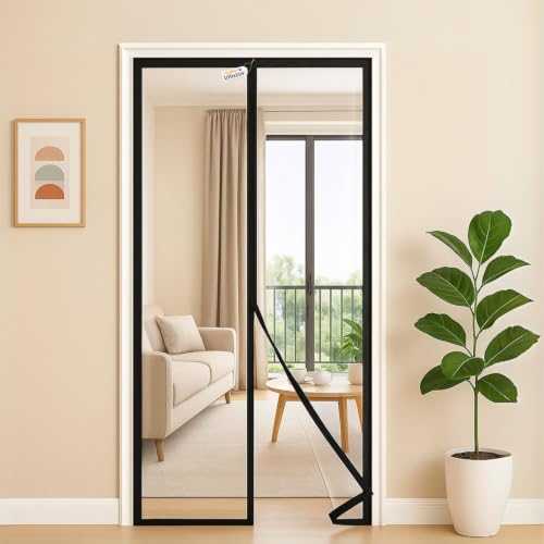 Image of Royalkart Transparent PVC Magnetic Door Curtain | Hands Free Self-Closing Screen | Blocks Insects & Outside Dust | Clear See-Through Screen for Home, Kitchen, AC Room, Shop | Door Size- 100cm x 205cm