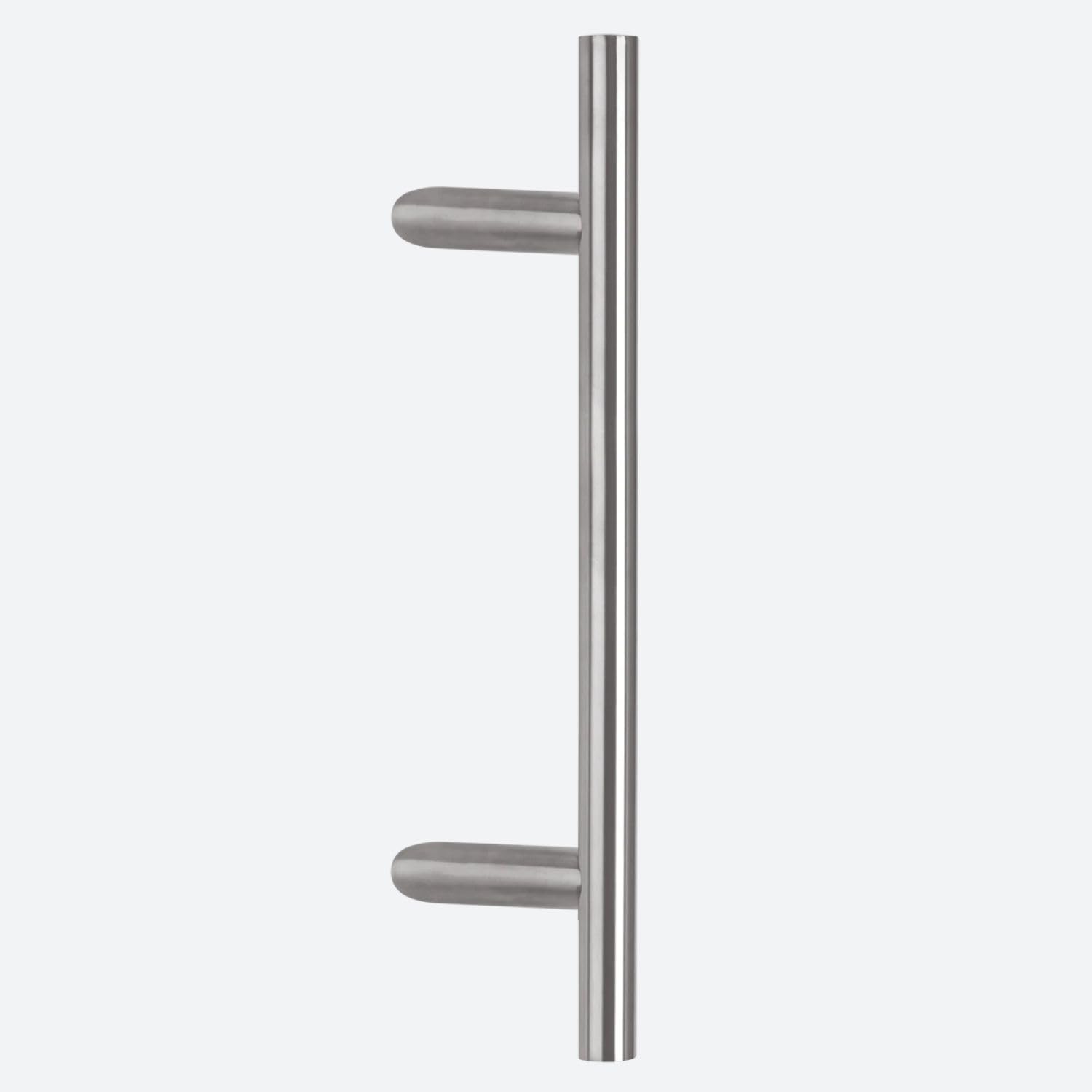 Maniglione tondo inclinato in acciaio inox satinato per porte serramenti (Lunghezza 500 - Interasse 300)